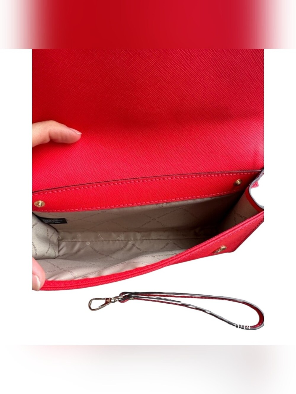 Michael Kors Coral Saffiano Leather 3-in-1 Crossbody Bag with Gold Hardware EUC - Picture 11 of 12